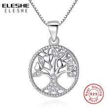 Collares con colgante de árbol de la vida para mujer, de plata esterlina 100% 925, cadena de cristal brillante, joyería de moda 2024 - compra barato