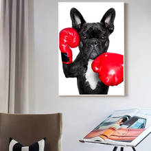 Pinturas en lienzo de estilo nórdico para decoración del hogar, cuadros artísticos de pared con dibujos de cachorros, guantes de boxeo, póster e impresiones, para sala de estar 2024 - compra barato