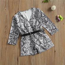 Toddler Kids Girl Long Sleeve Romper Shorts V Neck Snake Printed Short Paysuits Jumpsuit with Belt 1-6y 2024 - buy cheap