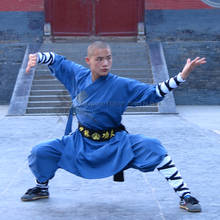 Blue Cotton Blends Shaolin Uniform Kung fu Tai chi Clothes Martial arts Karate Taekwondo Suits 2024 - buy cheap