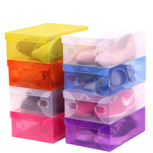 10pcs Transparent Plastic Shoes Storage Boxes Shoes Container Box Case Holder Foldable Shoes Box Shoe Organizer 7 Colors 2024 - buy cheap
