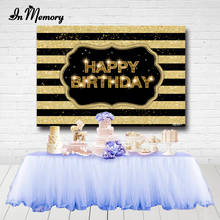 InMemory Adult Birthday Party Photography Backgrounds Black Gold Glitter Striped Backdrops For Photo Studio Custom Photocall 2024 - buy cheap