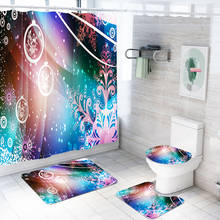 4 piezas Feliz Navidad ducha Sets de cortinas luces de neón alfombra baño 3D imprimir juegos de alfombras para baño para niños colorido conjunto de baño 2024 - compra barato