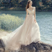 Alonlivn-vestidos de novia elegantes de Organza, sedosos, escalonados, con espalda descubierta, línea A 2024 - compra barato