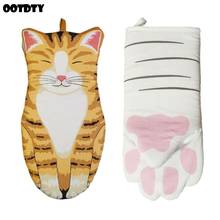 3D Cartoon Cat Paws Oven Mitten Long Cotton Mitts Baking Insulation Gloves Microwave Heat Resistant Non-slip Kitchen Gloves 2024 - buy cheap