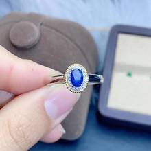 Очаровательное синее кольцо с натуральным сапфиром Для Женщин, ювелирное изделие, Настоящее серебро 925 пробы, позолота, Овальный натуральный драгоценный камень, подарок на день рождения для девочек 2024 - купить недорого