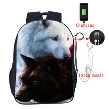 Wolf 3d Printed Backpack Boys Girls School Bag Teens USB Charging School Backpacks Men Travel Rucksack College Student Mochila 2024 - buy cheap