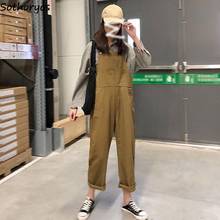 Jumpsuits Women Autumn Ankle-length Denim Slim Korean Style BF All-match Streetwear Pockets Straight Student Preppy-style Chic 2024 - buy cheap