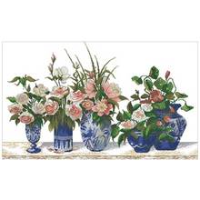 Blue and white porcelain vase counted 11CT 14CT 18CT Cross Stitch Set DIY Cross-stitch Kits Embroidery Needlework Home Decor 2024 - buy cheap