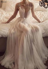 Fairy Ivory Wedding Dress Spaghetti Straps A-line Soft Tulle Vestidos De Novia V-Neck Princess Wedding Gowns 2021 Bride Dress 2024 - buy cheap