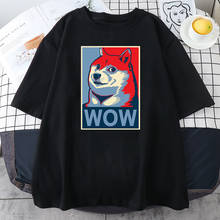 Camiseta con estampado de perro Wow para mujer, remera Harajuku INS, Tops de estilo coreano, camisetas suaves de gran tamaño para mujer 2021 2024 - compra barato