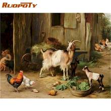 RUOPOTY 60x75cm Framed Oil Painting By Numbers Kit For Adults Animal Oil Paint Handmade Unique Gift Home Decoration Oil Art Pain 2024 - buy cheap