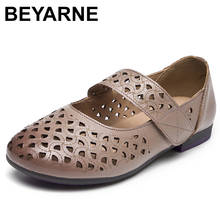 Beyne sandálias femininas de couro genuíno, sapatos vintage artesanais de verão, sandálias planas com sapatos casuais 827 2024 - compre barato