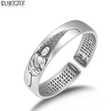 Handmade 100% 999 Silver Cuff Bracelet Tibetan Buddha Bangle Buddhist Heart Sutra Good Luck Cuff Bracelet 2024 - buy cheap