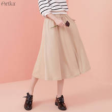 ARTKA 2020 Autumn New Women Skirt Fashion Casual Simple Draping Skirts Elastic High Waist Pure Cotton Long Skirt Pocket ZA25009Q 2024 - buy cheap