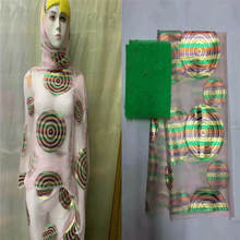 Tela de seda bordada para vestido de mujer, tejido africano de seda metalizada de alta calidad, 5 + 2 yardas LXF9101 2024 - compra barato