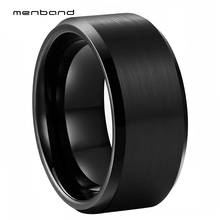 10MM Men Ring Black Tungsten Wedding Band With Beveled Brushed Finish Comfort Fit 2024 - buy cheap