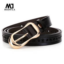 MEDYLA-Cinturón de cuero genuino para mujer, hebilla de calabaza de aleación, informal, de alta calidad, tendencia, L04 2024 - compra barato