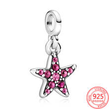 Micro abalorio de plata de ley S925 Serie Ocean Sparkling My Pink Starfish, compatible con pulsera y collar Pandora 2024 - compra barato