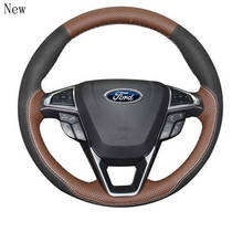 Для Ford Focus эскорт Mondeo Kuga край Телец по индивидуальному заказу рука Сшитый Кожаный чехол рулевого колеса автомобиля, автомобильные аксессуары 2024 - купить недорого