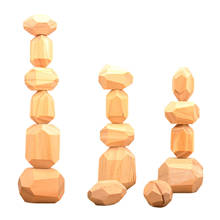 16PCS Wood Balancing Stacked Stones Wooden Rocks Wooden Stones Baby Building Block Montessori Educational Toys 2024 - buy cheap