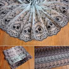 2Meters 21cm Width Embroidered Floral Tulle Lace Trim Mesh Tulle Embroidery Lace Trim for Lingerie Bra Costume 2024 - buy cheap