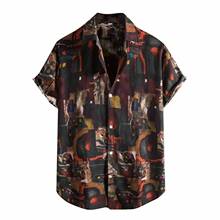Модная летняя гавайская рубашка для мужчин, винтажная Этническая Повседневная рубашка с коротким рукавом, рубашка, Мужская одежда, топы, мужская рубашка 2024 - купить недорого