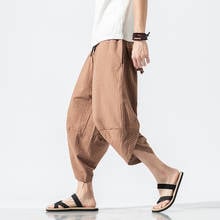 5XL Summer Men Yoga Pant Linen Loose Wide Leg Harem Bloomers Baggy Sweatpant Running Jogger Fitness Gym Workout Pant Sportswear 2024 - buy cheap