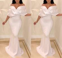 Dubái-vestido de noche blanco con hombros descubiertos, prenda Sexy de sirena, largo hasta el suelo, para fiestas de graduación 2024 - compra barato