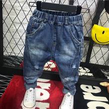 Calças jeans masculinas retrô azul, sólida, casual, para crianças de 2 a 7 anos, primavera 2024 - compre barato