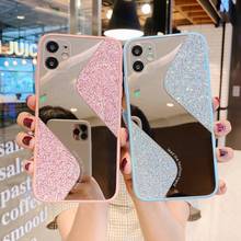 Espelho de luxo caso telefone para iphone 11 pro max xr xs max 6s 8 7 plus se 2020 bling glitter maquiagem à prova de choque macio capa traseira 2024 - compre barato