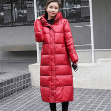 Down Jacket Female Long Slim Bright Hooded Section 2022 Winter Fashion New  Long-Sleeved Thick Warm Down Jacket Women Outerwear 2024 - buy cheap