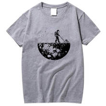Мужская футболка из натурального хлопка, с принтом Луны и круглым вырезом 2024 - купить недорого