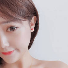 Pendientes de plata esterlina 100% para mujer, joyería de marca japonesa, con cierre de tuerca y forma de corazón rojo, regalo de cumpleaños, 925 2024 - compra barato