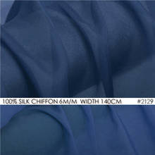 Tecido 100% seda chiffon 5mm de largura 55 "-140cm seda pura para mulheres vestidos de praia cor azul 2024 - compre barato