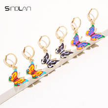 Sindlan-pendientes colgantes de mariposa de oro para mujer, conjunto de animales multicolor, joyería coreana Y2k, Aros, 3 pares 2024 - compra barato