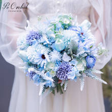 PEORCHID Ramos Para Novias Blue Artificial flower Bouquet Wholesale Camellia Tulip Decoration Wedding Buquet For Bridemaids 2024 - buy cheap