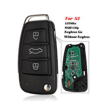 Jingyuqin-llave remota modificada MQB KeylessGo/semiinteligente, 3 botones, 433MHz, uso para Audi A3 S3 2024 - compra barato