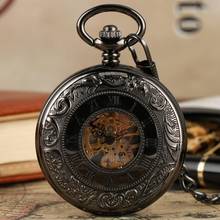 Роскошные Механические карманные часы в стиле ретро, подарочные часы-скелетоны, часы с подвеской, двойной охотник, мужские и женские аналоговые аксессуары 2024 - купить недорого