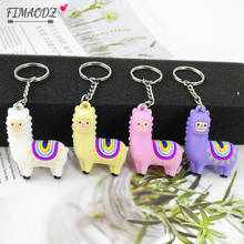 Fimaodz chaveiro alpaca fofo, 4 cores, pingente de animal de desenho animado, ovelha, bolsa para mulheres, pingente, chaveiro moda 2024 - compre barato