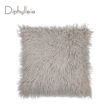 Diphylleia Gray Faux Fur Throw Pillow Case Modern Minimalist Style Cushion Cover Fluffy Pillowcases For Bed Sofa Couch Bench 2024 - buy cheap