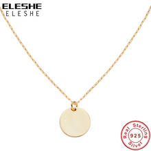 ELESHE Simple Design 100% 925 Sterling Silver 18K Gold Plated Simple Coin Pendant Necklace Party Dating Fashion Jewelry Gift 2024 - buy cheap