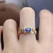 Натуральный настоящий синий сапфир, кольцо из стерлингового серебра 925 пробы, Изящные Ювелирные изделия ручной работы, кольца на палец 2024 - купить недорого