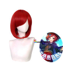 Yumeno Himiko-Peluca de Color rojo oscuro Danganronpa: Trigger Happy Havoc Cosplay, pelo corto, peluca sintética para Cosplay 2024 - compra barato
