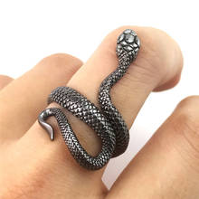 Цельнокроеное Европейское новое ретро-кольцо в стиле панк с увеличенным духом змеи, модное индивидуальное регулируемое кольцо, ювелирное изделие 2024 - купить недорого