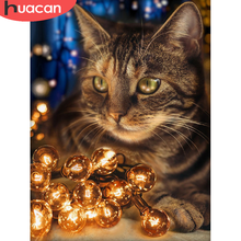 HUACAN 5D DIY Diamond Painting Cat Cross Stitch Kit Diamond Embroidery Sale Animal Rhinestones Pictures Home Decor 2024 - buy cheap