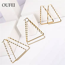 OUFEI Korean Earrings Set Triangle Hoop Earrings Stainless Steel Earring Women Sexy Golden 2020 Personalized Jewelry Accessories 2024 - buy cheap