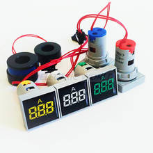 Indicador cuadrado de rango de medición de Corriente CA 20-500V, 0-100A, luz piloto, amperímetro digital, lámpara indicadora de lámpara, 22mm 2024 - compra barato