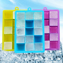 Com tampa forma quadrada diy gelo molde fabricante de sorvete silicone cubo de gelo molde de chocolate 15-hole uísque bandeja de gelo ferramentas de cozinha 2024 - compre barato