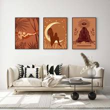 Spiritual illustration Abstract Girl in The Moon Posters and Prints Wall Decoration Vintage Posters Wall Art Home Painting Decor 2024 - buy cheap